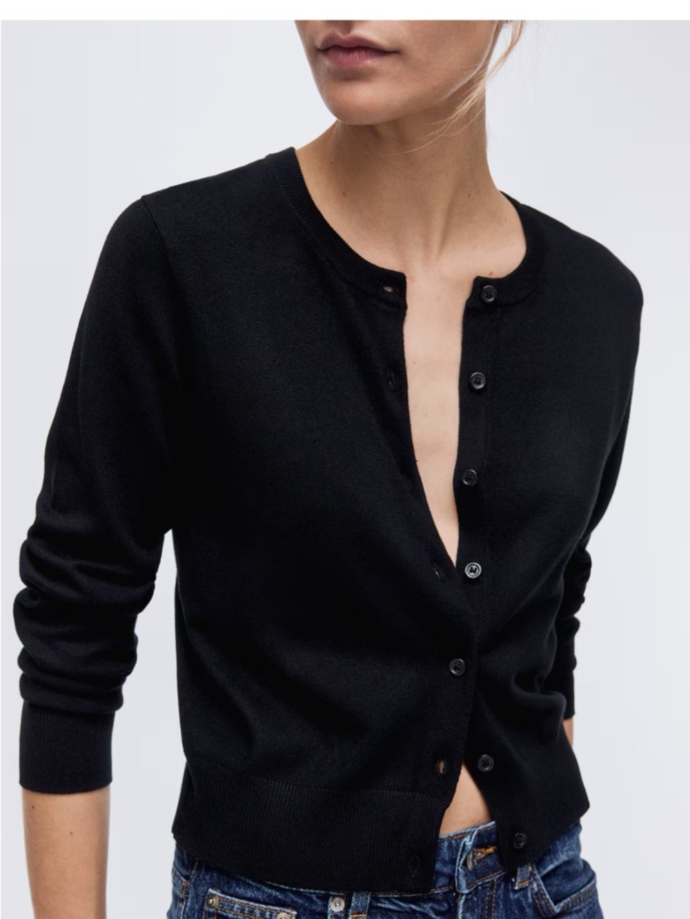 H&M Black Fine Knit Cardigan Sweater Large